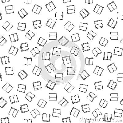 Book minimal seamless outline pattern. Vector background Vector Illustration