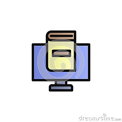 Book, online, monitor color gradient vector icon Stock Photo