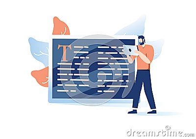 Book online reading. Digital library, e reading, ebooks archive. Internet bookstore. Mobile ereader. Document and text Vector Illustration