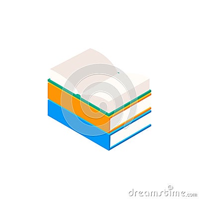 Book open vector isometric stack school illustration icon. Children books flat library Vector Illustration