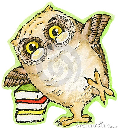 Book Owl Cartoon Illustration