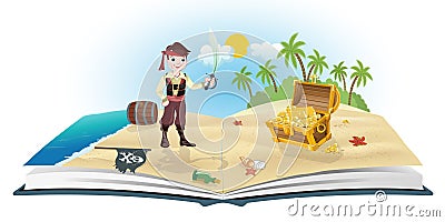 Book about pirates and treasure Vector Illustration
