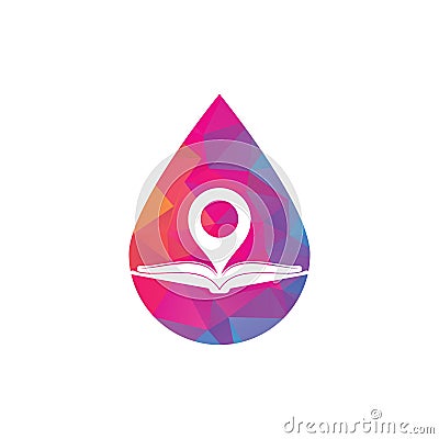 Book point drop logo design template. Vector Illustration