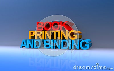 book printing and binding on blue Stock Photo
