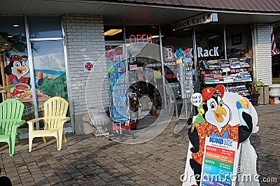 BOOK RACK STORE AND XMAS SANTA Editorial Stock Photo