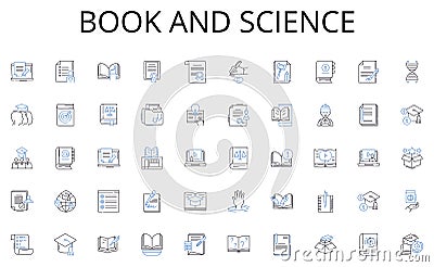 Book and science line icons collection. Interaction, Mingling, Bonding, Nerking, Connecting, Sustaining, Engaging vector Vector Illustration