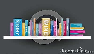 Book shelf. Plastic illustration. Vector Illustration