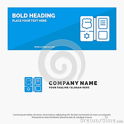 Book, Shield, American, Star SOlid Icon Website Banner and Business Logo Template Vector Illustration