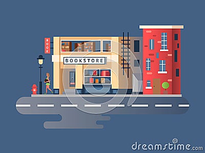 Book shop building Vector Illustration