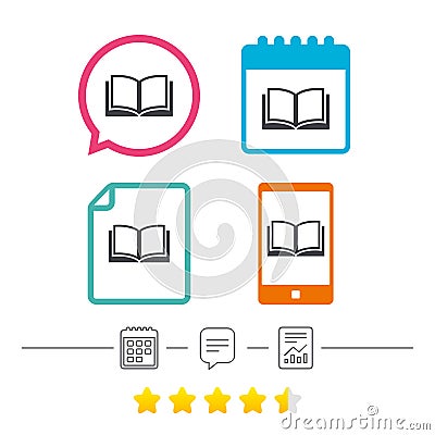 Book sign icon. Open book symbol. Vector Illustration