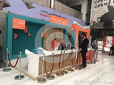 Book Signing Corner at Sharjah International Book Fair Editorial Stock Photo