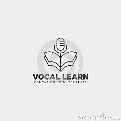 book sing vocal learning line logo template vector illustration Vector Illustration