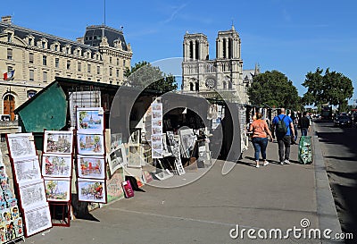 Book and souvenir stalls along the Seine, Paris Editorial Stock Photo
