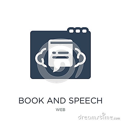 book and speech bubble icon in trendy design style. book and speech bubble icon isolated on white background. book and speech Vector Illustration