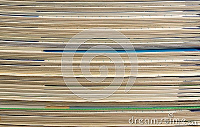 Book Stack Texture Background, Old Magazine Edges Stock Photo