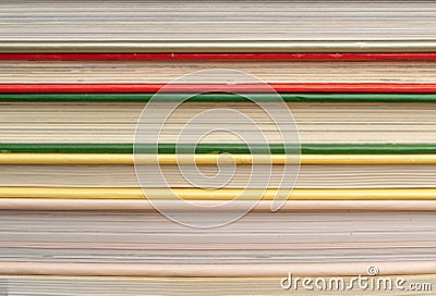 Book Stack Texture Background, Old Magazine Edges Stock Photo