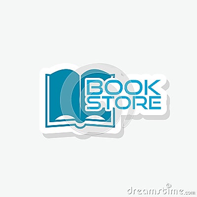 Book store sticker icon isolated on white background Vector Illustration