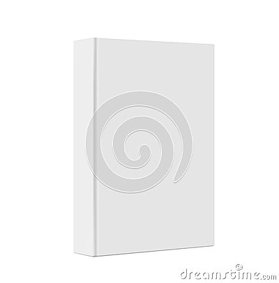 Standing closed book with white Cover. Vertical Blank Mockup. 3d Vector illustration. Empty Book Template. Thick cover. Magazine Cartoon Illustration