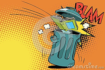 book thrown in the trash Vector Illustration