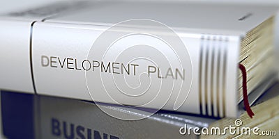 Book Title of Development Plan. 3D. Stock Photo