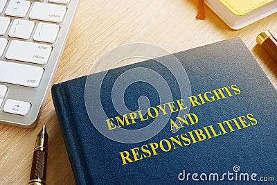 Book with title Employee rights and responsibilities. Stock Photo