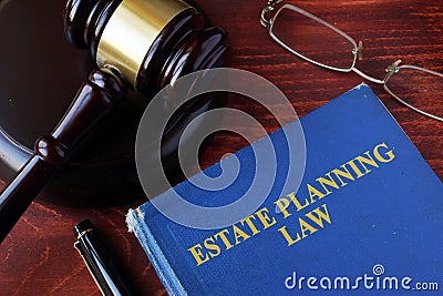 Book with title estate planning law. Stock Photo