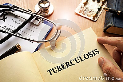 Book with title Tuberculosis. Stock Photo