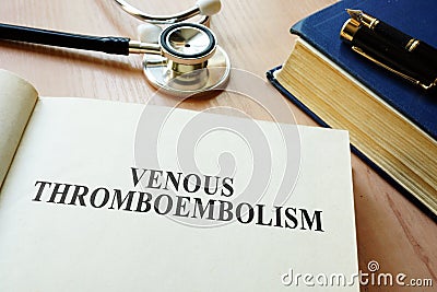 Book with title Venous thromboembolism VTE. Stock Photo