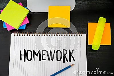 Book top view Conceptual of homewor School notebook Stock Photo