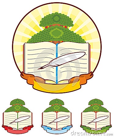 Book Tree Emblem Stock Photo