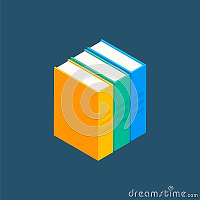 Book vector isometric stack school illustration icon. Children books flat library Vector Illustration