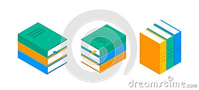 Book vector isometric stack school illustration icon. Children books flat library Vector Illustration