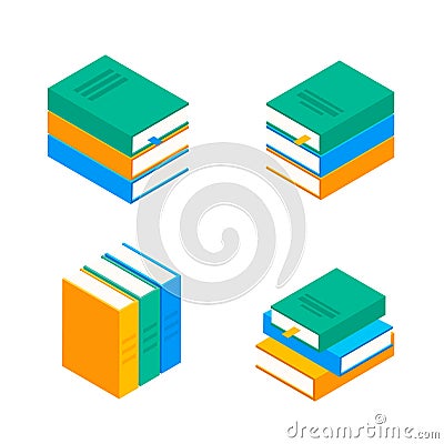 Book vector isometric stack school illustration icon. Children books flat library Vector Illustration