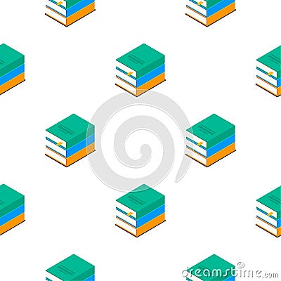 Book vector isometric stack school seamless illustration icon. Children books flat library Vector Illustration