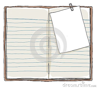 Book vintage and Memo notes with paper clip background Stock Photo