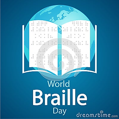 Book for World Braille Day Vector Illustration