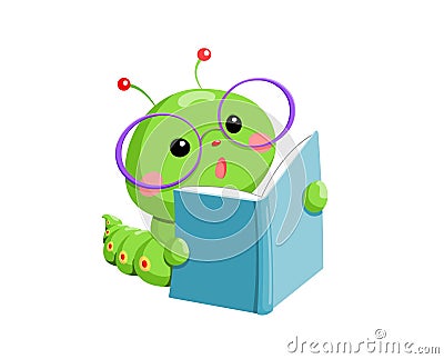 Book Worm Vector Illustration