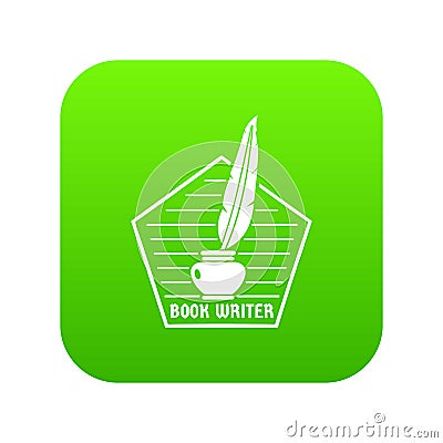 Book writer icon green vector Vector Illustration