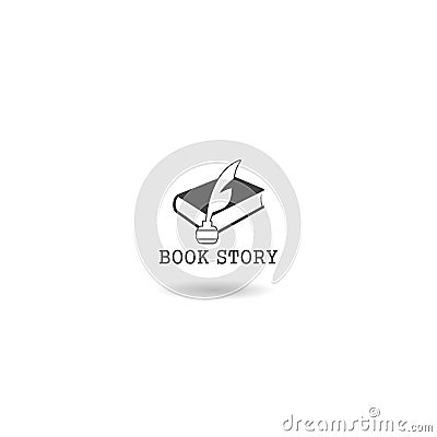Book Writer Logo Template Design with shadow Vector Illustration