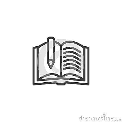 Book writing line icon Vector Illustration