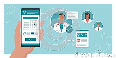 Book your doctor online Vector Illustration