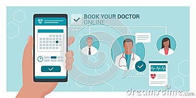 Book your doctor online Vector Illustration
