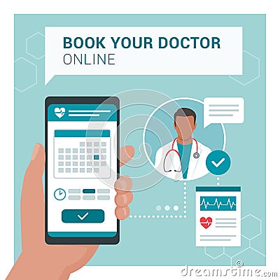 Book your doctor online Vector Illustration