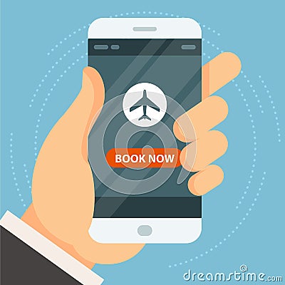 Book your flight - ticket booking and buy, online reservation Vector Illustration