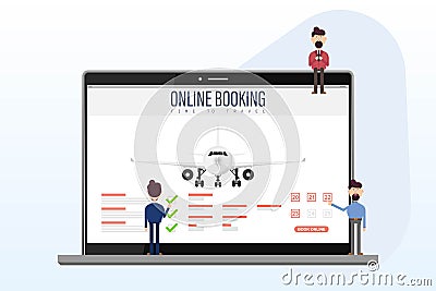 Book your flight online concept vector illustration Vector Illustration