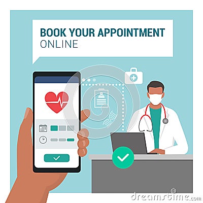 Book your medical appointment online Vector Illustration