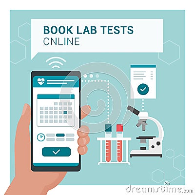 Book your medical lab test online Vector Illustration