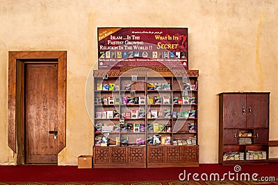 A Bookcase inside Amr bin As Mosque, Cairo Editorial Stock Photo