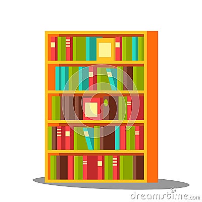 Bookcase Vector. Home, Library. Pile Encyclopedia. Education. Isolated Flat Cartoon Illustration Vector Illustration
