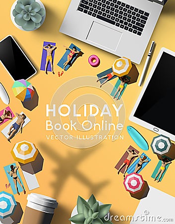 Booking A Holiday Trip Online Travel Concept Vector Illustration